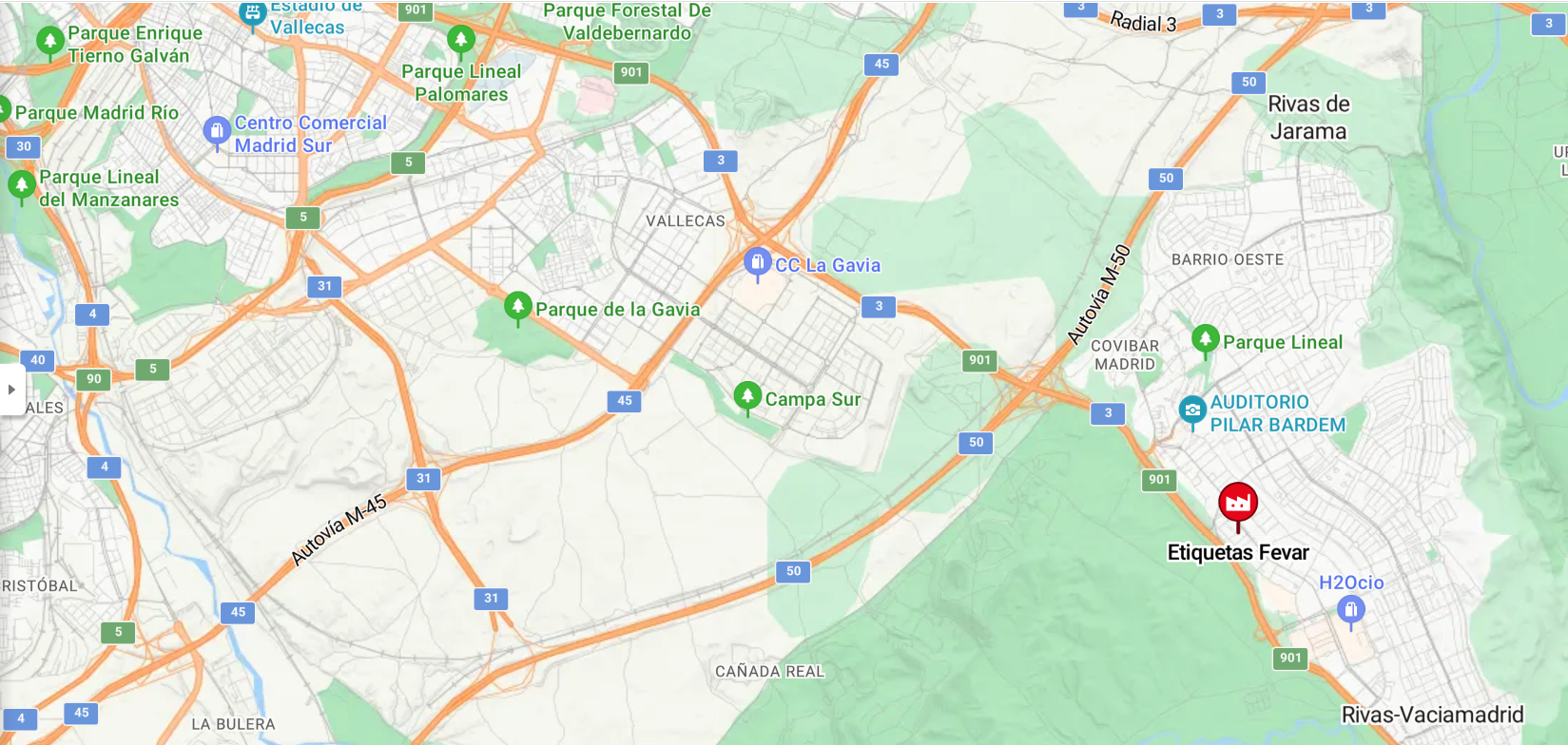 mapa de localización Etiquetas Fevar